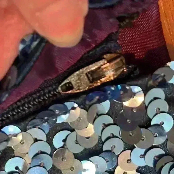 VTG Mike Benet Formals Blue Puff Sleeve Sweetheart Ribbon Prom Dress Size XS - Picture 10 of 11